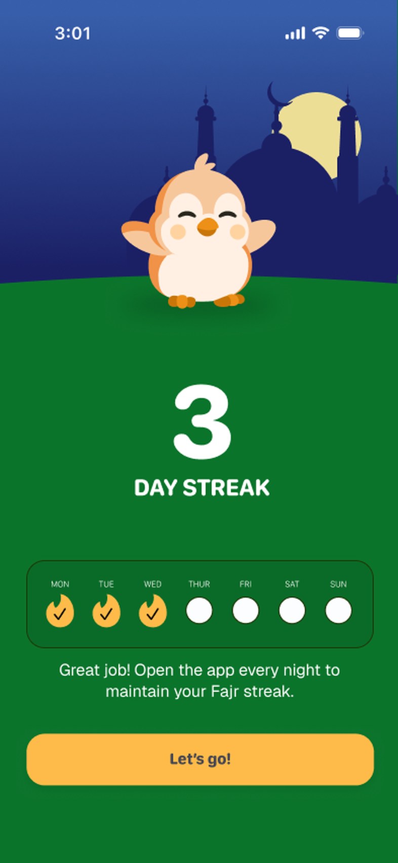 A three day streak with the buddy celebrating.